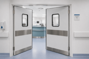 Modern Hospital Swing Doors With Hygienic Cleanroom Design